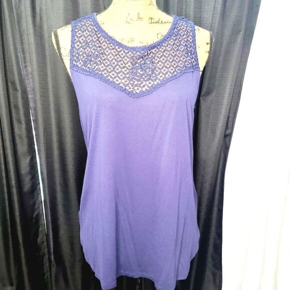 H&M Navy Blue Boho Tank Top Medium - Picture 1 of 8